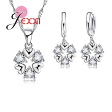 Элегантный свадебный ювелирный набор в форме сердца для женщин 925 пробы Серебряное ожерелье со стразами серьги набор 2024 - купить недорого