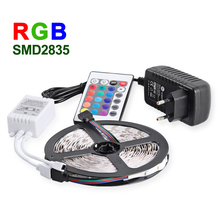 RGB СВЕТОДИОДНЫЕ Ленты 5 М 300Led 2835 SMD 24Key ИК-Пульт 12 В 2A Адаптер Питания Гибкие Светодиодные LED Ленты Украшения Дома Лампы 2024 - купить недорого