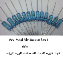 Free Ship 500Pcs 0.1R 1/2W DIP Resistors Colored ring 1% Metal Film Resistor 0.43R 0.33R 0.1R 0.22R 0.47R 0.39R 0.5R 2024 - buy cheap