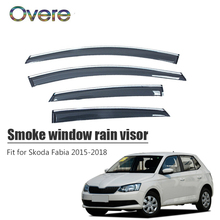 Overe novo 1 conjunto janela de fumaça chuva viseira para skoda fabia 2015 2016 2017 2018 estilo ventilação sun defletores guarda acessórios do carro 2024 - compre barato