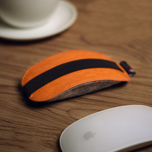 Funda de cuero PU naranja para ratón, bolsa de almacenamiento para Apple Magic 2024 - compra barato