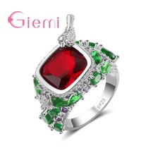 Unique Design 925 Sterling Silver  Ring For Women Girl Colorful Crystal Bride Wedding Ring Engagement Anniversary Jewelry 2024 - buy cheap