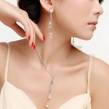 Fashion Long Tassel Drop Earrings Pendants Necklace Wedding Bridal Jewelry Sets Gift Embellished With Crystals From Swarovski - 2024 - buy cheap