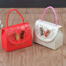 10 Uds. De bolsas de regalo de papel creativas con asa, cajas de dulces de boda, fundas de regalo de mariposa huecas, caja de regalo de papel, suministros para fiestas y eventos 2024 - compra barato