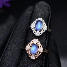 Anel de prata esterlina 925 uloveido, anel com pedra de lua azul natural com corte oval feminino 2024 - compre barato