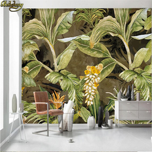 Обои в стиле ретро тропический дождь лес Пальма банан лист Гостиная ТВ фон на заказ большие настенные наклейки 2024 - купить недорого