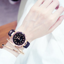 Женские модные часы Лидер продаж дешевые звездное небо женские часы-браслет повседневные кожаные кварцевые наручные часы Часы Relogio Feminino 2024 - купить недорого