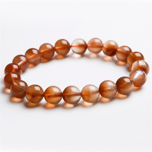 Free Shipping Only One Strand 10mm Genuine Natural Red Rabbit Hair Round Crystal Beads Women Stretch Rutilated Quartz Bracelets 2024 - buy cheap