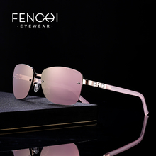 FENCHI-gafas De Sol sin montura para mujer, anteojos De Sol femeninos De marca De diseñador, Retro, espejo rosa, a la moda 2024 - compra barato