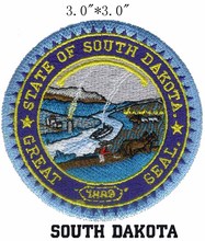 Selo do Estado de Dakota do sul bordado 3 "wide grátis/colinas patch/recursos naturais/remendo jaqueta 2024 - compre barato