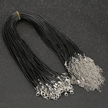 100pcs 1.5mm Black Wax Leather Rope Cord String 45+5cm Chain With Lobster Clasp DIY Jewelry Findings Accessories Wholesale Bulk 2024 - buy cheap