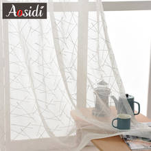 Cortina geométrica branca de tule bordado, cortina transparente para sala de estar moderna de tamanho personalizado para janela do quarto 2024 - compre barato