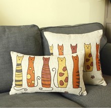 Mediterranean Fishing Cat cushion Animal Linen Pillow Cotton Cushion  Car Office Cushions Home Decor 45*45cm+30*50cm 2024 - buy cheap