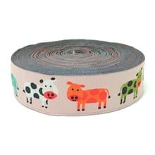 new wholesale 5/8 '(16 mmx10yards) 100% Polyester Woven Jacquard Ribbon Orange green blue and white cow lace KTZD15102815 2024 - buy cheap