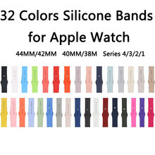 32 Цвета мягкий силиконовый замена спортивный ремешок для наручных часов Apple Watch, версии 44/42/40/38 мм резиновый браслет наручных часов Iwatch серии 4/3/2 2024 - купить недорого