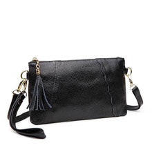 Women Messenger Bags Genuine Leather Tassel Shoulder Bag Designer Luxury Brands Flap Female Bolsa For Youth Girl Clutch Hot Sale 2024 - buy cheap
