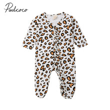 2019 Children Spring Autumn Clothing Newborn Infant Baby Boy Girl Leopard Footies Cotton Playsuits Jumpsuit Ruffle Clothes 0-9M 2024 - buy cheap