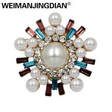 WEIMANJINGDIAN Brand Multi Color Simulated Pearl and Crystal Round Shape Brooches or Scarf Clips for Women 2024 - buy cheap