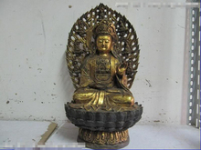 USPS to USA S0173 China Bronze Gild lotus flower Bodhisattva Kwan-Yin Guan Yin Bodhisattva statue 2024 - buy cheap