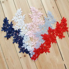 New Red/Off-white/Black/Navy Embroidery  Lace Flower  Wedding Applique Decoration Material Fabric Patch 10pcs/lot 2024 - buy cheap