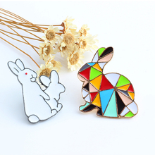 Trendy Animals Brooches Cartoon Colorful Rabbits Enamel Pins Women Men Clothes Lapel Pin Backpack Badges Jewelry Decoration Gift 2024 - buy cheap