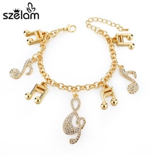 Szelam Música Charme Pulseiras Para As Mulheres de Prata da Cor do Ouro Do Vintage Pulseiras de Cristal Jóias SBR160020 2024 - compre barato