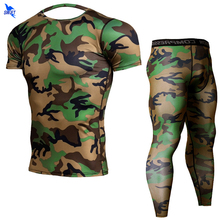 2020 Quick Dry Camouflage Mens Short Sleeve Running Set Compression Sport Suit Skinny Tights Clothes Gym Fitness Camo Sportswear 2024 - buy cheap