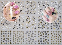 Pegatinas autoadhesivas para decoración de uñas, calcomanías metálicas 3D de oro y plata, color blanco, negro y dorado, 30 unidades por lote 2024 - compra barato