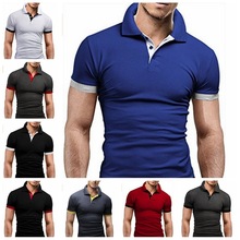 Dropshipping 10 Colors Patchwork T Shirt Men Fashion Summer Short Sleeve T-Shirts Turn-down Collar Casual Mens T-Shirt MY103 2024 - buy cheap