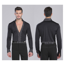 Male Ballroom Dance Suit Top Latin Dance Shirt Mens Shirts Training Clothes Modern Rumba Cha-cha Samba Latin Dance Shirts Fo04 2024 - buy cheap