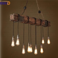 IWHD-luces LED colgantes de estilo Loft Industrial Vintage, lámpara colgante americana Retro RH, accesorios de madera para iluminación del hogar 2024 - compra barato