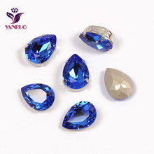 YANRUO Teardrop Sapphire Fancy Claw Rhinestones Ornaments Diamond Bling Stones Crystals For Crafts Sewn on Clothes Decor 2024 - buy cheap