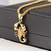 Hot Men Hip Hop Jewelry Scorpio Long Chain Gold Color Scorpion Pendant Necklace for Men Punk Rock Jewelry Gift New Arrival 2024 - buy cheap