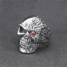 Rany&Roy Brand Dropship Red Crystal Eye Skull Ring 316L Stainless Steel Jewelry Ghost Skull Ring 2024 - buy cheap