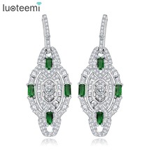 LUOTEEMI Wholesale 2017 New Model Geometric Simulated Zircon Micro Setting Dangle Earrings For Women Luxury Jewelry 2024 - buy cheap