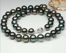 Free shipping! fashion DIY jewelry AAA 9-10mm Black Tahitian Cultured Pearl Necklace 18"  PNS172 2024 - buy cheap