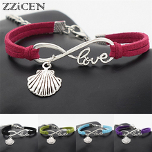 New Beach Vintage Style Antique Infinity Love Sea Shell Conch Seashell Charm Leather Bracelets Women Cute Gift Jewelry 2024 - buy cheap