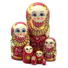 7pcs/set New Wooden Russian Nesting Dolls Braid Girl Toy Traditional Matryoshka Wishing Dolls for Birthday 88  NSV775 2024 - buy cheap