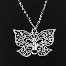 Simple Classic Fashion Hollow Butterfly Antique Silver Color Pendant Girl Short Long Chain Necklaces Jewelry For Women 2024 - buy cheap