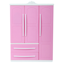 Three-door Pink Plastic Wardrobe Play Set for Barbie Doll Living Room Bedroom Dressing Mirror Furniture Clothes Accessories Toy 2024 - buy cheap