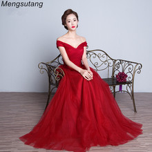 Robe de soiree Wine Red Floor Length Party Gowns evening dress Tulle Boat Neck Women vestido de festa Prom Dresses Custom Made 2024 - buy cheap