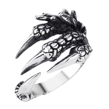 Новые мужские байкерские кольца из нержавеющей стали в стиле панк-рок американского размера 7-13, мужское кольцо в виде дракона с когтями серебристого цвета 2024 - купить недорого