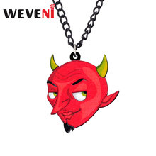WEVENI Statement Acrylic Halloween Red Devil Satan Necklace Pendant Chain Party Costume Jewelry For Women Girls Gift Bijoux 2019 2024 - buy cheap