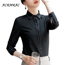 ACRMRAC Women Spring long sleeve shirt Slim splice OL Formal Women Blouses Womens shirt 2024 - buy cheap