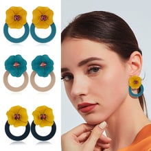 Fashion Big Stud Earrings For Women Wedding Party Bohemian Acrylic Big Flower Earrings Statement Boho Jewelry Gifts 2024 - buy cheap