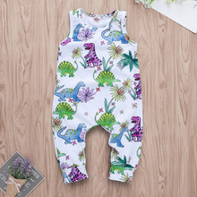 1PC Baby Kids Jumpsuit Romper Clothes Outfits Children's sleeveless dinosaur flower print sleeveless jumpsuit &e 2024 - buy cheap