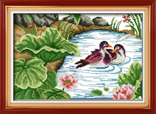 Mandarin duck in the lotus pond cross stitch kit 14ct 11ct pre stamped canvas cross stitching embroidery DIY handmade needlework 2024 - buy cheap