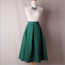 Falda con cremallera para dama, falda de media pierna plisada, color verde oscuro 2024 - compra barato