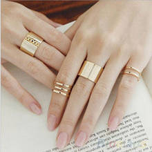 3 шт./компл. панк золотые, серебряные кольца женские Anillos стек простое плоское миди кольцо на средний палец кольца для суставов палец набор для женщин Anel Rock 2024 - купить недорого