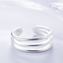 Design simples e geométrico de memória, design simples com três camadas 925 de prata esterlina, anéis de abertura reutilizáveis para mulheres sri335 2024 - compre barato
